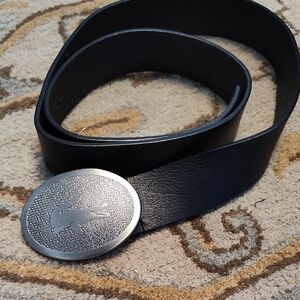 Lacoste Black Belt with Silver Crocodile Buckle